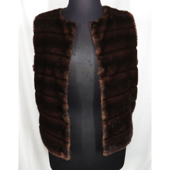 Catherine Stewart For Bellepointe Brown Faux Fur Vest Size Large - Picture 8 of 8